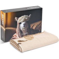 Inkari Alpaca Blanket 140 x 210 cm - Cuddly Blanket Fluffy Made of Alpaca & Merino Wool - Wool Blanket Perfect as Sofa Blanket, Blanket or Couch Blanket (Fishbone Gold)