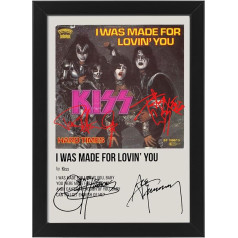 Kiss - I Was Made For Loving You Albuma dziesmas vāks parakstīts plakāts ar autogrāfu izdruka Displejs Fanu merčendaizis Dāvanas Kolekcionējama / Keepsake Sienas māksla Kiss Enthusiast (bez rāmja, A3)