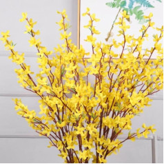 OUKEYI Künstliche Forsythien-Blumen, 58,4 cm, künstliche Forsythienblüten, Jasminstiele, künstliche Seiden-Forsythienzweige für Zuhause, Hochzeit, Innen- und Außenbereich, Dekoration, 5 Stück