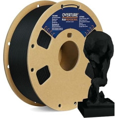 OVERTURE PLA Plus (PLA+) PLA filaments 1,75 mm, profesionāla PLA izturība, 1 kg filamenta, izmēru precizitāte 99% ticamība +/- 0,03 mm, 3D printeriem (melns)