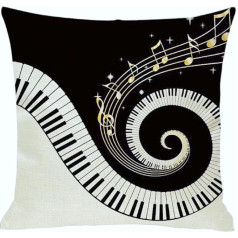 Pludmales pieturas mīksts muzikāls iedvesmots auduma spilvena pārvalks Swirly Piano 45x45cm