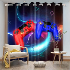 SDOTPMT 107 x 160 cm Modern Gamer Window Curtain Blue Red Gamepad Cool Video Game Magic Teenager Game Controller Game Window Curtains Thermal Insulated Curtain for Bedroom, 2 gab.