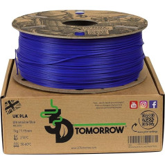 3DTomorrow UK PLA filaments Ultramarīns zils 1,75 mm 1kg 100% pārstrādājams kartona spole videi draudzīgs 3D printeru filaments, ražots Lielbritānijā