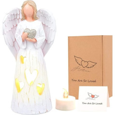 Angel of Love Candle Holder Statue with Flickering LED Candle Gift Mātes dzimšanas dienas dāvanas mammai, kāzu dāvana piemiņas dāvana jubilejai, saderināšanās, Ziemassvētki