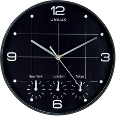 Unilux 400094567 on Time World Clock Pasaules laika displejs - ideāli piemērots veikaliem, birojiem, vietējiem uzņēmumiem Melns