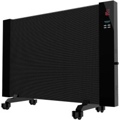 Cecotec ReadyWarm 3000 Smart Now Plakanais radiators ar tālvadības pulti, 2000 W, sķiedras starojuma plāksne - daudzvirzienu riteņi, taimeris, 3 režīmi un pārkaršanas drošības sistēma, 15 m2