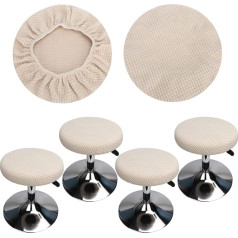 HuaLiSiJi Round Stool Cover, 4 aizsargpārsegi, apaļš elastīgs taburete, apaļš vāks, mazgājams, viegli kopjams, mīksts un izturīgs, piemērots 30 - 40 cm krēslam, bāra taburetei (4 gabali, balts)