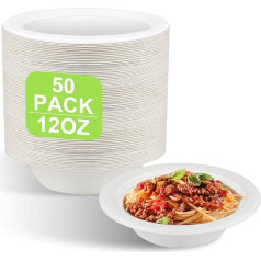 50 x 12oz vienreizlietojamie papīra trauciņi - videi draudzīgi, izturīgi balti trauciņi - 100% bioloģiski noārdāmi un kompostējami