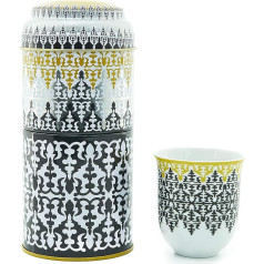 IMAGES D'ORIENT Dāvanu komplekts 2 in 1 metāla kārbās ar 2 x 90 ml Porcalain Espresso tasītēm Mocha Cups Oriental Patterned Safra