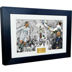 KICKS Real Madrid 2018 Champions League Celebration 12 x 8 A4 signiert Cristiano Ronaldo Gareth Bale Sergio Ramos Zinédine Zidane - Autogrammkarte Fotogrāfēt, Bilderrahmen Fußball Geschenk