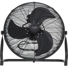 ADLER EUROPE Cirkulators 45 cm, 18 collas, grīdas ventilators 200 W, ventilatora dizains melns, vēja mašīna ar 3 ātruma iestatījumiem un bezgala noliektu ventilatora galvu, klusa darbība < 63 dB