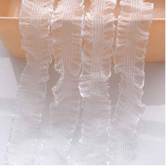 Wiosny 10 Meter sehr elastischer Rand Raffung Organza Spitzenband für Applikationen Nähen Handwerk Hochzeitskleid Verzierung DIY Dekor Bekleidung Heimdekoration (Breite 30 mm/1,18 weiß)