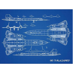 SR-71 Blackbird Habu ASV lidmašīnu spiegu lidmašīna Blueprint plāns Liels sienas mākslas plakāts drukāt bieza papīra 18 x 24 collu līmenī zila sienas plakāts drukāt