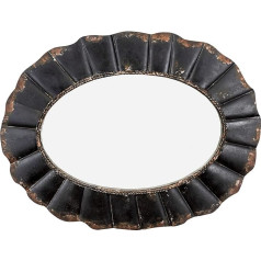 Creative Co-op Ovāls spogulis ar izstīdzējušu melnu metāla rāmi ar rievotām šķautnēm