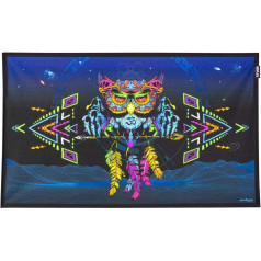 PSYWORK Black Light Auduma Plakāts Neon Sentymo Owl 0,5 x 0,82 m UV-Active Fluorescent Wall Hanging Auduma Banner Plakāts Sienas Māksla Print Dekoratīvie Picture Dekorēšana Gobelēns