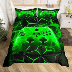 Gamer gultas piederumi komplekts Kids Gaming sega Cover Set Boys Teens Video spēle Comforter dūmakains stils ģeometriskā gultas pārklājs segums guļamistabai Rāvējslēdzējs Double