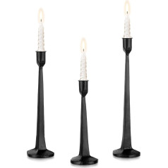 Sziqiqi Candle Holder Taper Candle Candle Holder Black 30/25/20 cm - Vintage Candle Holder for Cones Candles Set of 3 Shabby Chic Cast Iron Candle Holders Metal for Fireplace Coat Living Room Tables