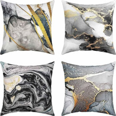 Pelēks marmora spilvenu pārvalks 40 x 40 cm Dīvāna spilvens Couch Cushion Modern Marble Aesthetic Set of 4 Cushion Covers Dekoratīvs spilvena pārvalks Akvareļu mākslas darbu dizains Spilvena ieliktņi nav iekļauti