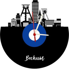 Bochum Skyline sienas pulkstenis zils / balts Augstas kvalitātes akrila stikla pulkstenis ar klusu kvarca mehānismu, 3 mm biezums