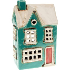 Village Pottery Teal Country House Tea Light Candle Holder 310761