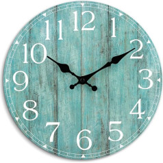 HYLANDA Sienas pulkstenis 10 collu Teal Silent Non Ticking Virtuves dekori Rustic Vintage Country Retro Dekoratīvie pulksteņi Ar akumulatoru darbināms vannas istabai Guļamistaba Dzīvojamā istaba Birojs