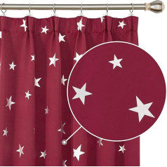 Deconovo UK Silver Star Motif Blackout aizkars ar volānu lenti