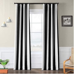 HPD Half Price Drapes BOCH-KC43-120 Aizkaru aizkars ar svītrām, 1 panelis, 50 x 120 cm, melna markīze un miglaini balta krāsa