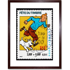 Pastmarka Francija Euro Tintin Snowy HERGE Post Marked Ierāmēta Print F97X5757