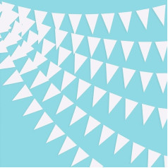 Trīsstūris Bunting Double Sided Pearl White Paper Bunting Banner kāzu bērnu kāzu bērnu līgavas šovs dzimšanas diena vistu ballīte saderināšanās Ziemassvētku dekorēšanas piederumi