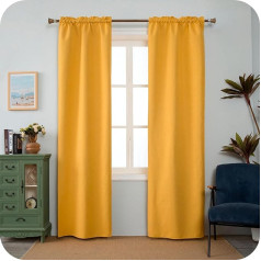 GIRASOLE HOME Barbados Thermal Blackout aizkari Dzeltens 2 paneļi 55 x 220 cm ar kabatu