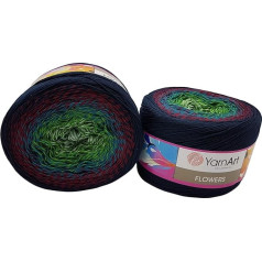 YarnArt Flowers 500 g Bobbel Wool 266 krāsu gradients, 55% kokvilna, daudzkrāsains, Bobbel vilna, daudzkrāsains vilnas adījums