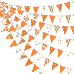 Auduma Bunting 3ft Orange Polka Dot Stripe Auduma auduma partiju rotājumi Trīsstūris karogs Bunting vītne kāzu dzimšanas dienā Bērnu svētki Pikniks Pateicības diena Dārza svētki