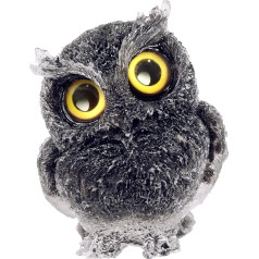 Nupuyai Obsidian Black Resin Owl Statue Home Indoor Outdoor Decor Crystal Animal Sculpture Quartz Figure Hand Carved for Reiki Healing 2,5 collas