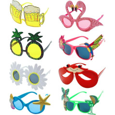 WAIZHIUA Pack of 8 Novelty Party Saulesbrilles Funny Glasses Beach Party Glasses Hawaiian Pineapple Sunglasses Tropical Sunglasses Costume Party Accessories for Children Adults