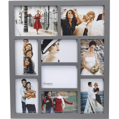 Hampton Frames gal9apgy Galerie grau Holz 9 Multi Blende (Sieben 10,2 x 15,2 cm/A6 (10 x 15 cm) & Zwei 12,7 x 17,8 cm (13 x 18 cm)) wunderschönen Multi Blende Bilderrahmen nur zum Aufhängen