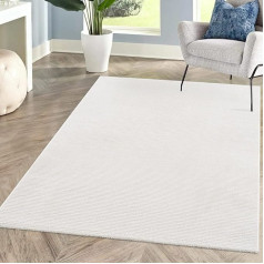 paklāju pilsēta Mājas & Dzīvojamā istaba Paklājs Plain White Rectangular 120 x 160 cm High Low Striped Pattern 3D Effect Short Pile Rugs Modern Decorative