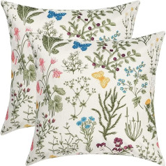 LOMOHOOO Cushion Covers 18 x 18 collu vasaras spilvenu pārvalki 2 Pack Garden Cushion Covers lina spilvenu pārvalks dīvāna gultas dīvāna spilvena pārvalks