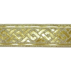 1A-Kurzwaren 35069-go Brocade Border austā lente 35 mm platumā Krāsa: Lurex Gold 10 m