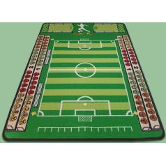 TAPITOM Bērnu futbola paklājs - 95 x 133 cm | Futbola paklājs | Futbola spēļu paklāji | Grīdas paklāji bērnu istabai Futbola universs | Neslīdošs apmale | CE standarti