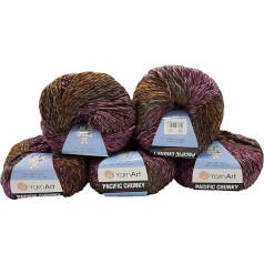 YarnArt Pacific Chunky 5 x 100 g daudzkrāsaina adāmadatu vilna ar krāsu gradientu, 500 g adāmadatu dzijas ar 20% vilnas saturu (Berry, Brown 307)