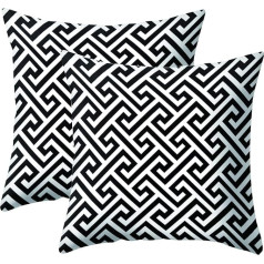 JOTOM Kissenhülle, geometrisch, Gittermuster, für Sofa, Haus, Wohnzimmer, Wohnzimmer, Schlafzimmer, Innendekoration, 45 x 45 cm, 2-teiliges Set (Motiv schwarz und weiß 4)