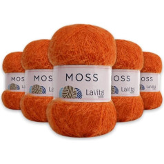 LaVita dzija Moss, īpaši mīksta tamborēšanas dzija, 5 gabali, 60% poliamīds, 40% akrils, 1 bumba 100 g, 245 m Taka dzija (2326-Orange)