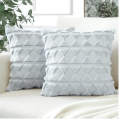 Artscope 2 Pack Cozy Soft Plush Faux Wool Throw Pillow Covers for Sofa Chair Couch Bedroom Car Boho Fluffy Decorative Pillow Covers (45x45cm,Light Grey)