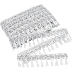 PH PandaHall 21 Yards Fringe Trim Zelta Tassel Trim Sudraba Tassel lentes Šūšanas Lace Lape Auduma apdares Tamborēšanas Lape Lace lentes Amatniecības mežģīnes Aizkaru kleita Apģērbs Mājas apdare