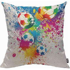 Mugod Krāsains futbola spilvens Cover Throw Pillow Case Sport Passion Raibow Krāsains futbola Doodle Polka Dot spilvens Cover vīriešiem Sievietes Dekoratīvie mājas dīvāns Couch 45x45cm