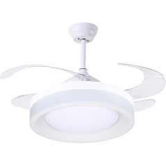 BEL AIR HOME - Griestu ventilators Titanium sērijas līdzstrāvas motors ar pagarināmām lāpstiņām un 36 W LED apgaismojumu (3000 K, 4000 K, 6500 K) un tālvadības pulti (balts)