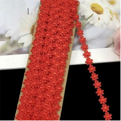 2 jardai bestickte Spitze DIY Farbe Polyester Spitze Hochzeitsvorhänge Bekleidungszubehör Spitzenzubehör Schmale Borten 1,3 cm-Rot