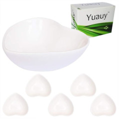 Yuauy Pack of 5 Heart Shaped Porcelāna porcelāna sojas mērces bļodas Keramikas iemērkšanas bļodas vakariņām, cepšanai, grilēšanai un gatavošanai