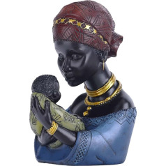 QIANLING Home Decor Āfrikas mākslas skulptūras Āfrikas dekori Āfrikas dekori Āfrikas sieviete dēls Black Decor Āfrikas sieviete krūšutēls Statue Grāmatu plaukts ieejas dekori