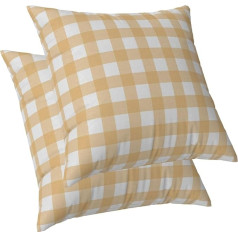 ggaimwf Gingham Cushion Covers Pack of 2 60 x 60 cm Orange Checked Pastel Farmhouse Cushion Covers Square Cushion Covers for Girls Sofa Couch Living Room Bedroom Home Decor Scatter Cushion Cover